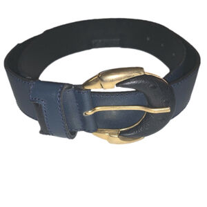 Navy blue and gold Valijn leather et belt size 85